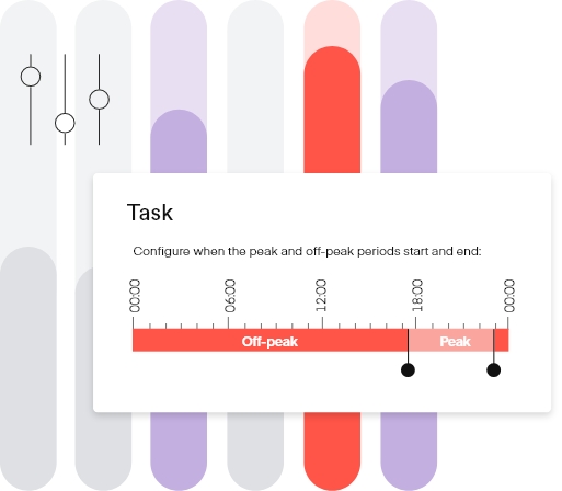 preview of manage product with configuration of peak and off-peak times